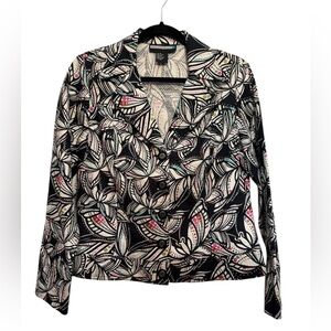 Requirements Black and White Leaf Pattern Blazer